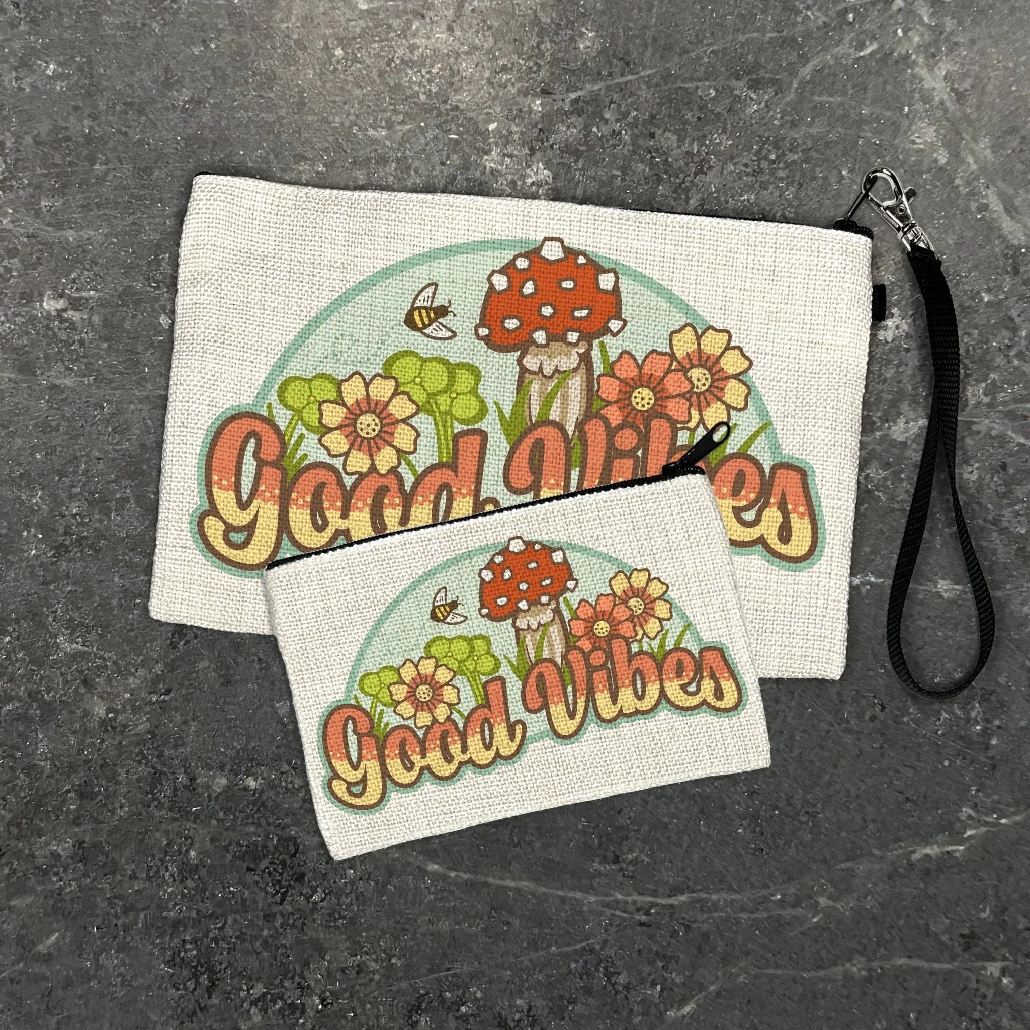 Mushroom Small Travel illustrated zipper pouch by Two Little Fruits