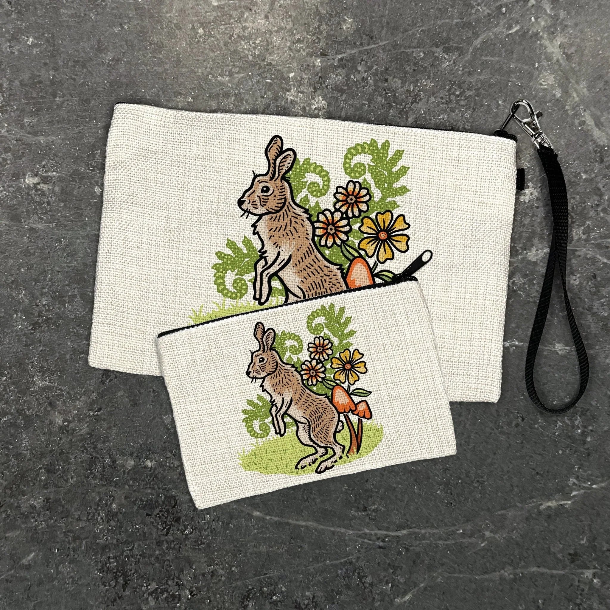 Rabbit illustrated zipper pouch by Two Little Fruits