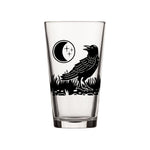 Decorative Pint Glasses - Crow and Moon Design, 16 Fl Oz - Pint Glass - Two Little Fruits - Two Little Fruits