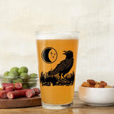 Decorative Pint Glasses - Crow and Moon Design, 16 Fl Oz - Pint Glass - Two Little Fruits - Two Little Fruits
