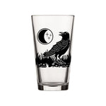 Decorative Pint Glasses - Crow and Moon Design, 16 Fl Oz - Pint Glass - Two Little Fruits - Two Little Fruits