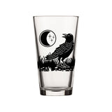 Decorative Pint Glasses - Crow and Moon Design, 16 Fl Oz - Pint Glass - Two Little Fruits - Two Little Fruits