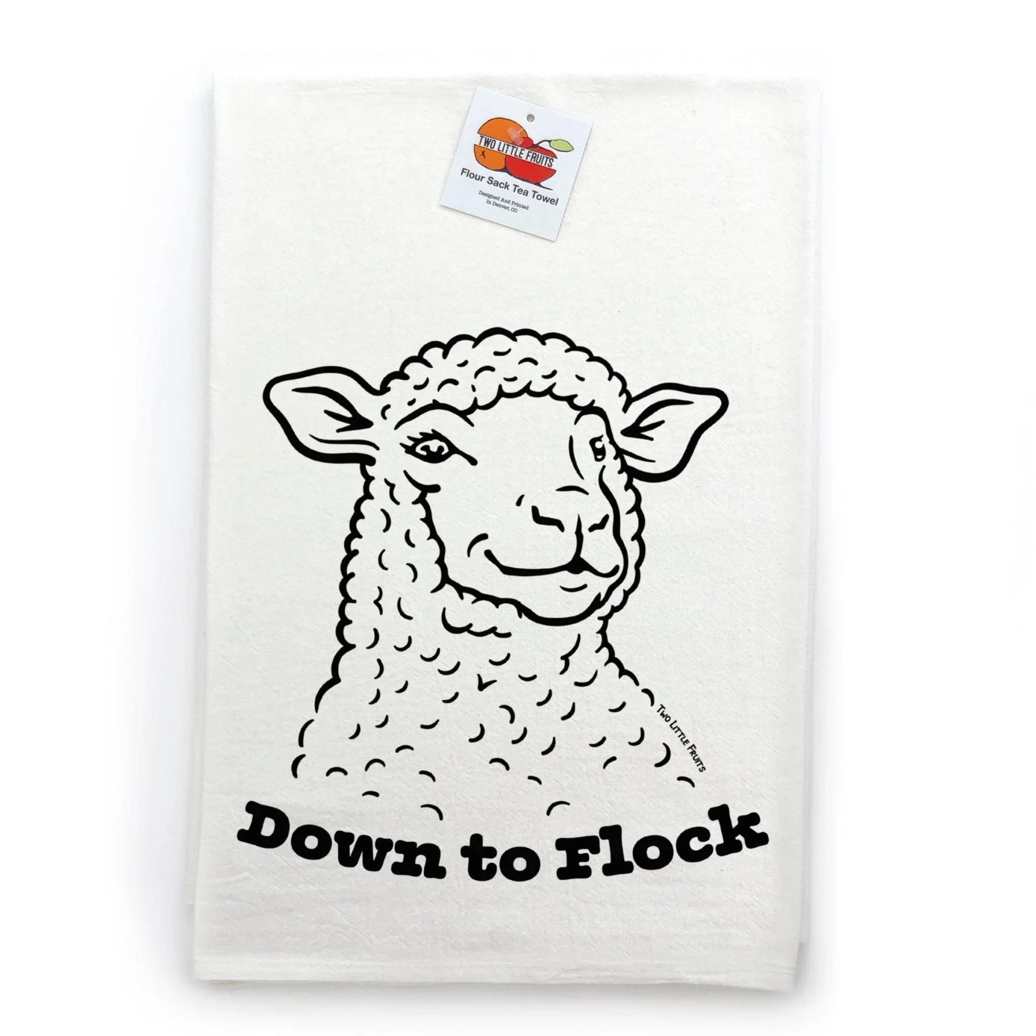 Down To Flock Lamb Print Kitchen Towel - Soft 100Cotton - Tea Towels - Two Little Fruits - Two Little Fruits