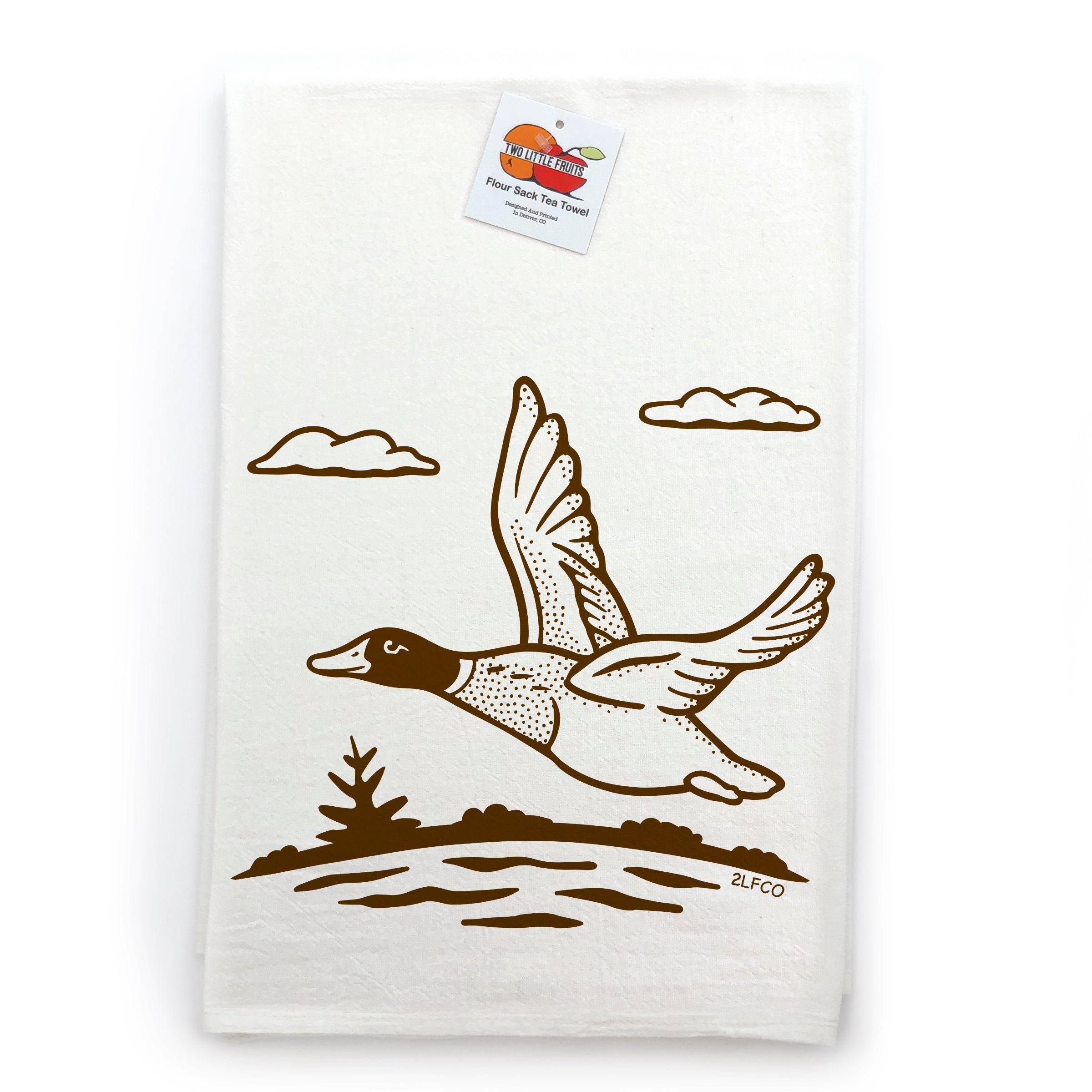 Duck tea towel — screen-printed cotton kitchen towel by Two Little Fruits