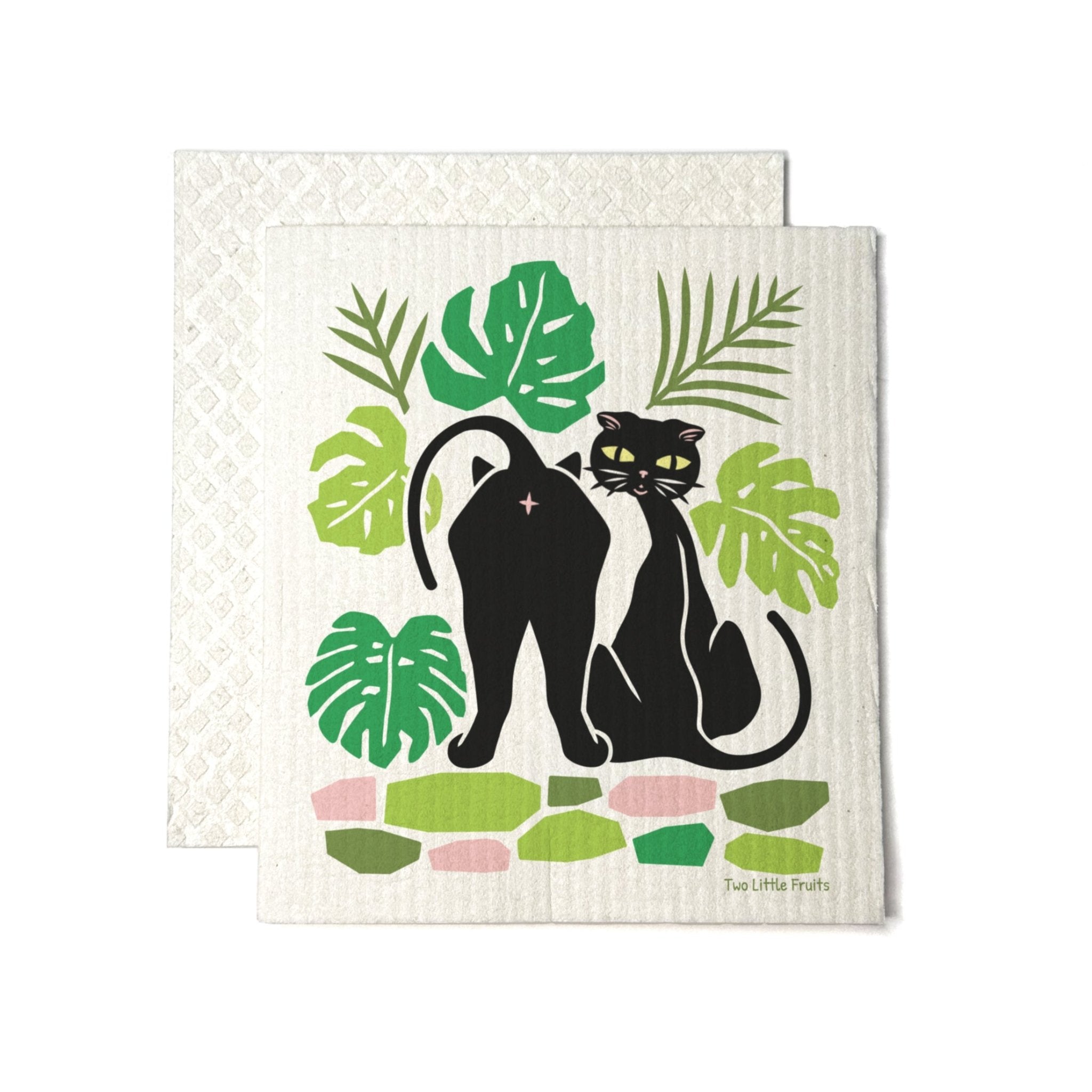 Eco - Friendly Cat Design Dishcloth - Biodegradable, Super Absorbent, Reusable & Compostable - Swedish Dish Cloth - Two Little Fruits - Two Little Fruits