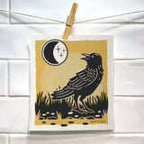 Eco - Friendly Dishcloth - Mystic Crow Design Compostable & Reusable Sponge - Swedish Dish Cloth - Two Little Fruits - Two Little Fruits