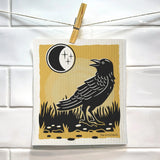 Eco - Friendly Dishcloth - Mystic Crow Design Compostable & Reusable Sponge - Swedish Dish Cloth - Two Little Fruits - Two Little Fruits