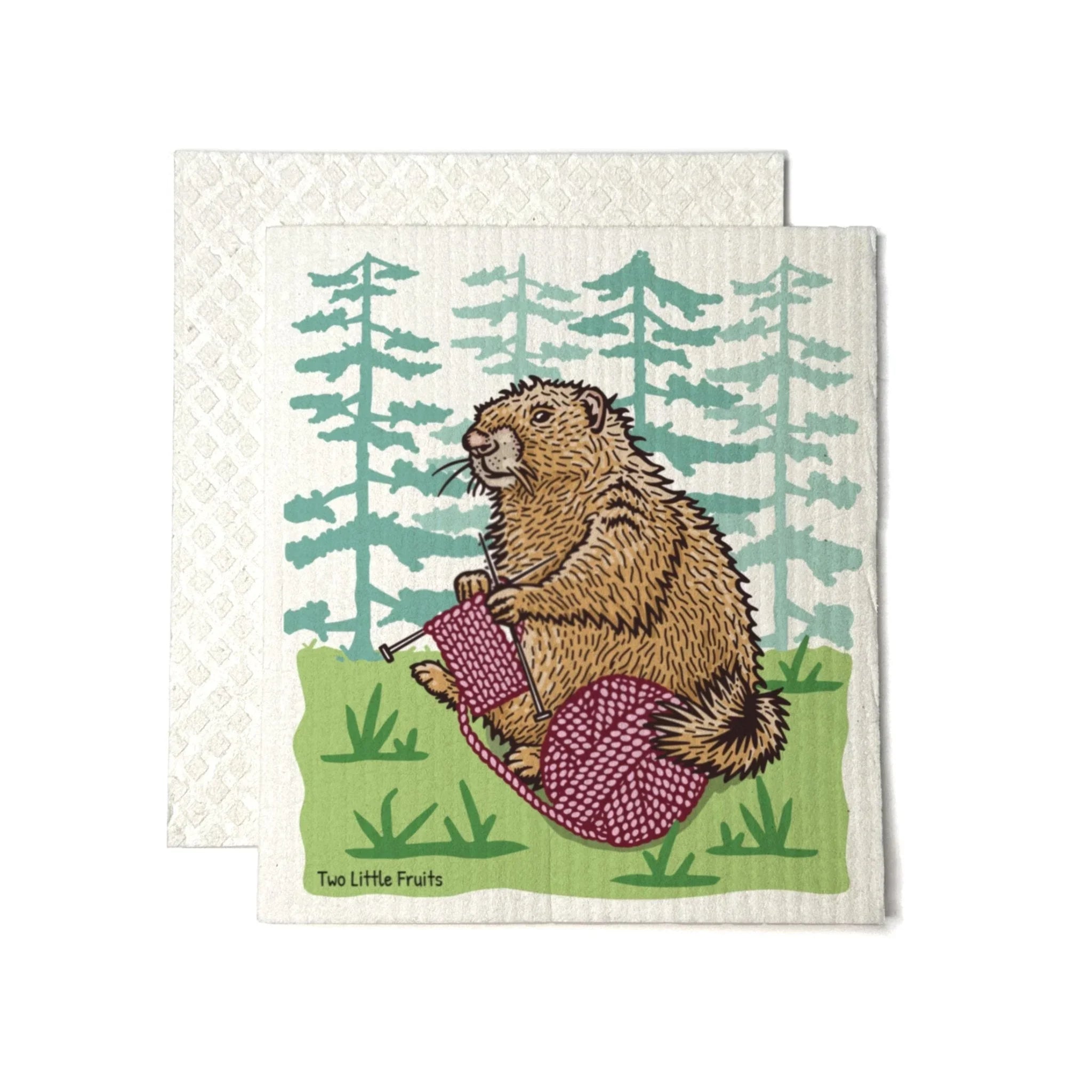 Eco Friendly illustrated swedish dishcloth by Two Little Fruits