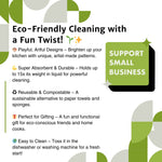 Eco - Friendly Reusable Dishcloths – Extra Slutty Olive Oil Design, Biodegradable & Compostable - Swedish Dish Cloth - Two Little Fruits - Two Little Fruits