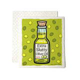 Eco - Friendly Reusable Dishcloths – Extra Slutty Olive Oil Design, Biodegradable & Compostable - Swedish Dish Cloth - Two Little Fruits - Two Little Fruits