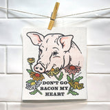 Eco - Friendly Swedish Dishcloth - Dont Go Bacon My Heart Pig, Compostable & Reusable! - Swedish Dish Cloth - Two Little Fruits - Two Little Fruits