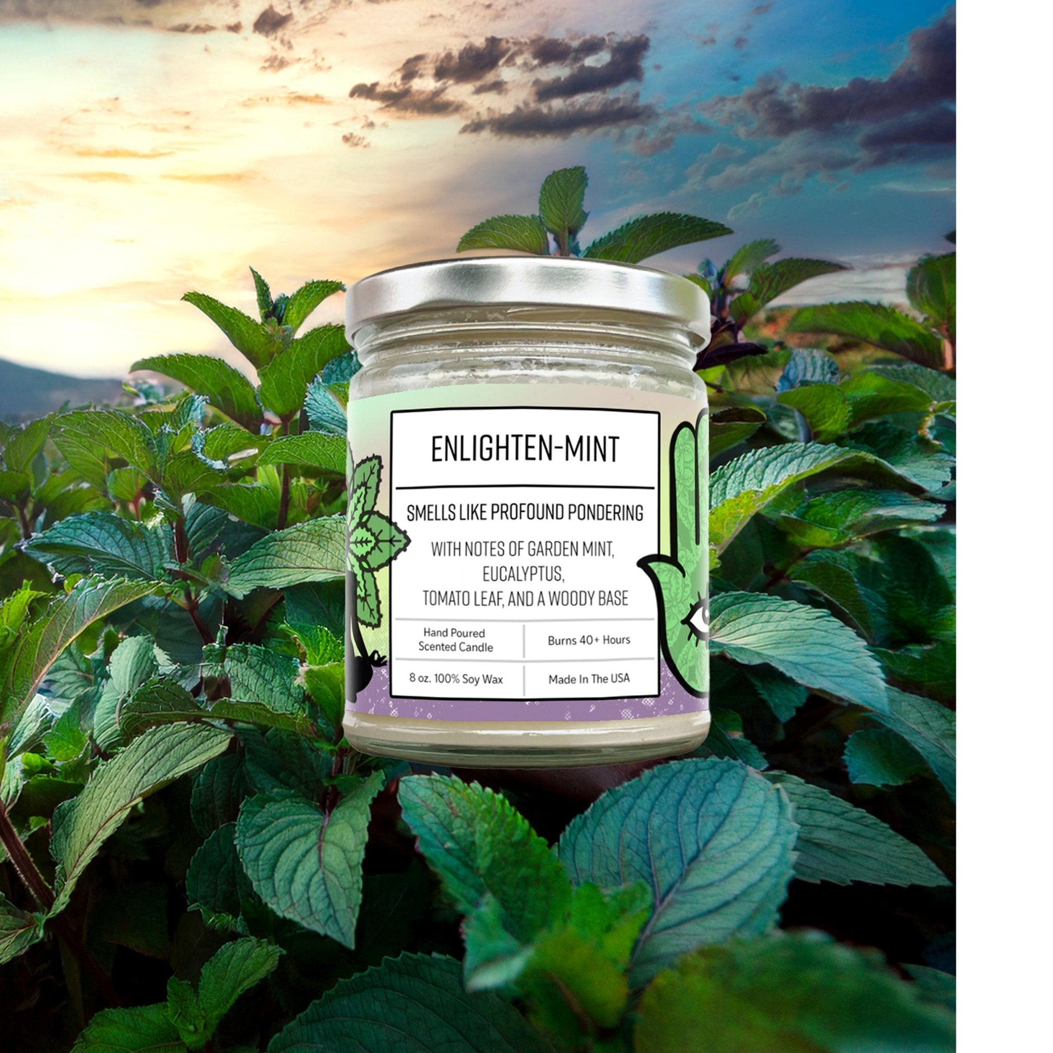 Enlighten - Mint 8 Oz. Eco - Friendly Mint And Eucalyptus Candle – Refreshing And Calming Scent - Soy Candles - Two Little Fruits - Two Little Fruits