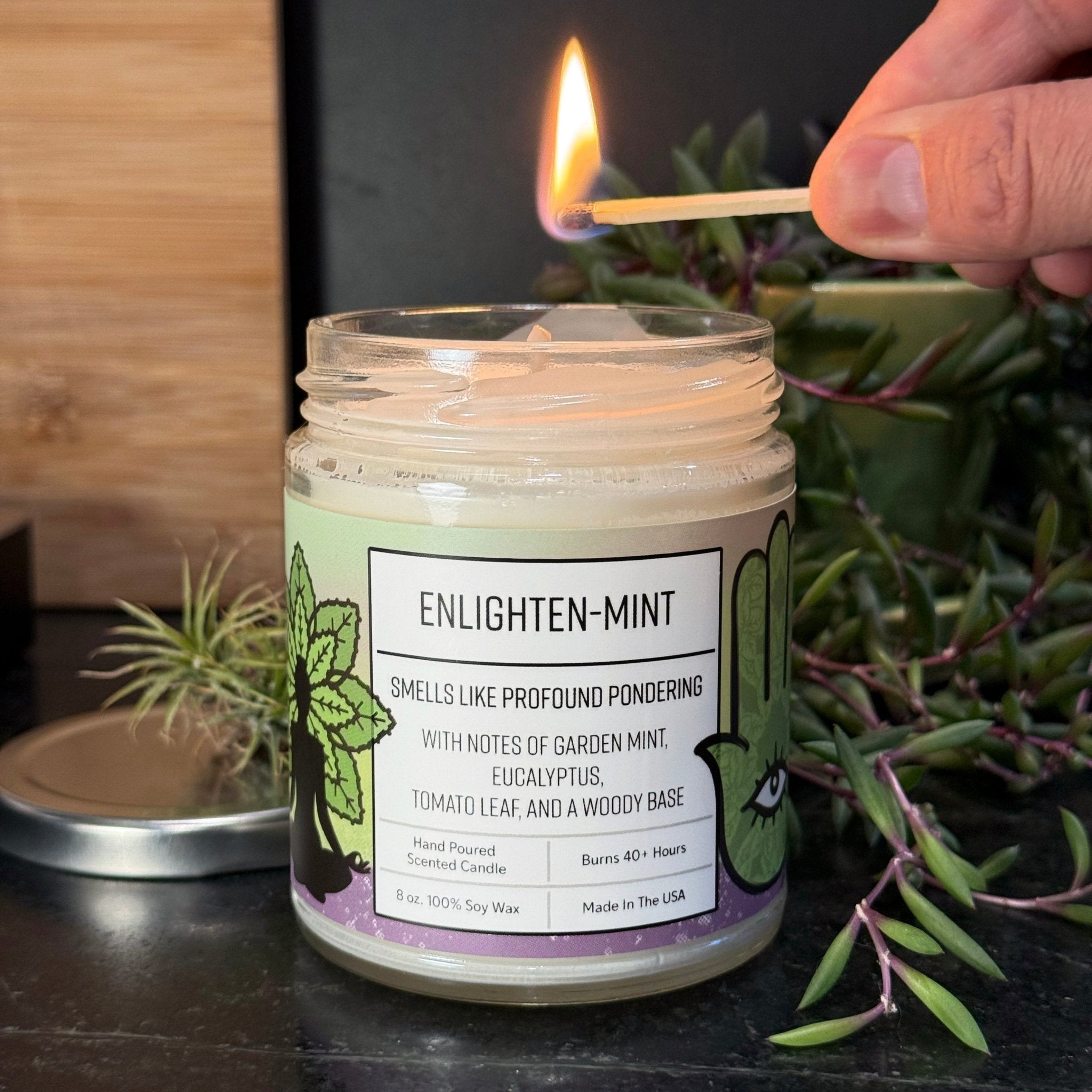 Enlighten - Mint 8 Oz. Eco - Friendly Mint And Eucalyptus Candle – Refreshing And Calming Scent - Soy Candles - Two Little Fruits - Two Little Fruits