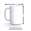 a white coffee mug with measurements for the top - rack dishwasher safe printed