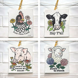 Farmhouse Swedish Dishcloth Set - 100% Biodegradable, Cute Goat, Pig, Cow & Chicken Prints - Eco - Friendly Kitchen Essentials - Swedish Dish Cloth - Two Little Fruits - Two Little Fruits