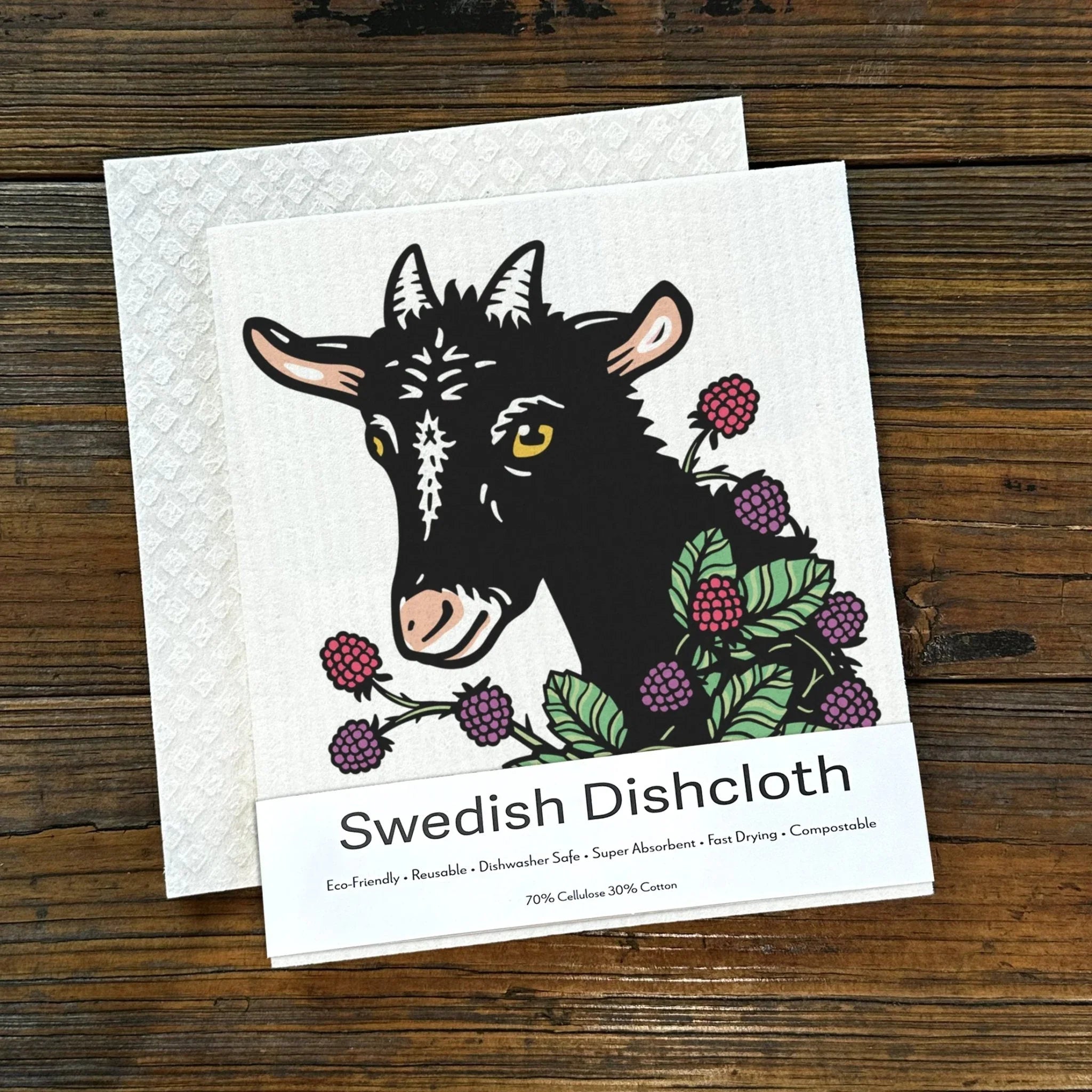Farmhouse Swedish Dishcloth Set - 100Biodegradable, Cute Goat, Pig, Cow & Chicken Prints - Eco - Friendly Kitchen Essentials - Swedish Dish Cloth - Two Little Fruits - Two Little Fruits