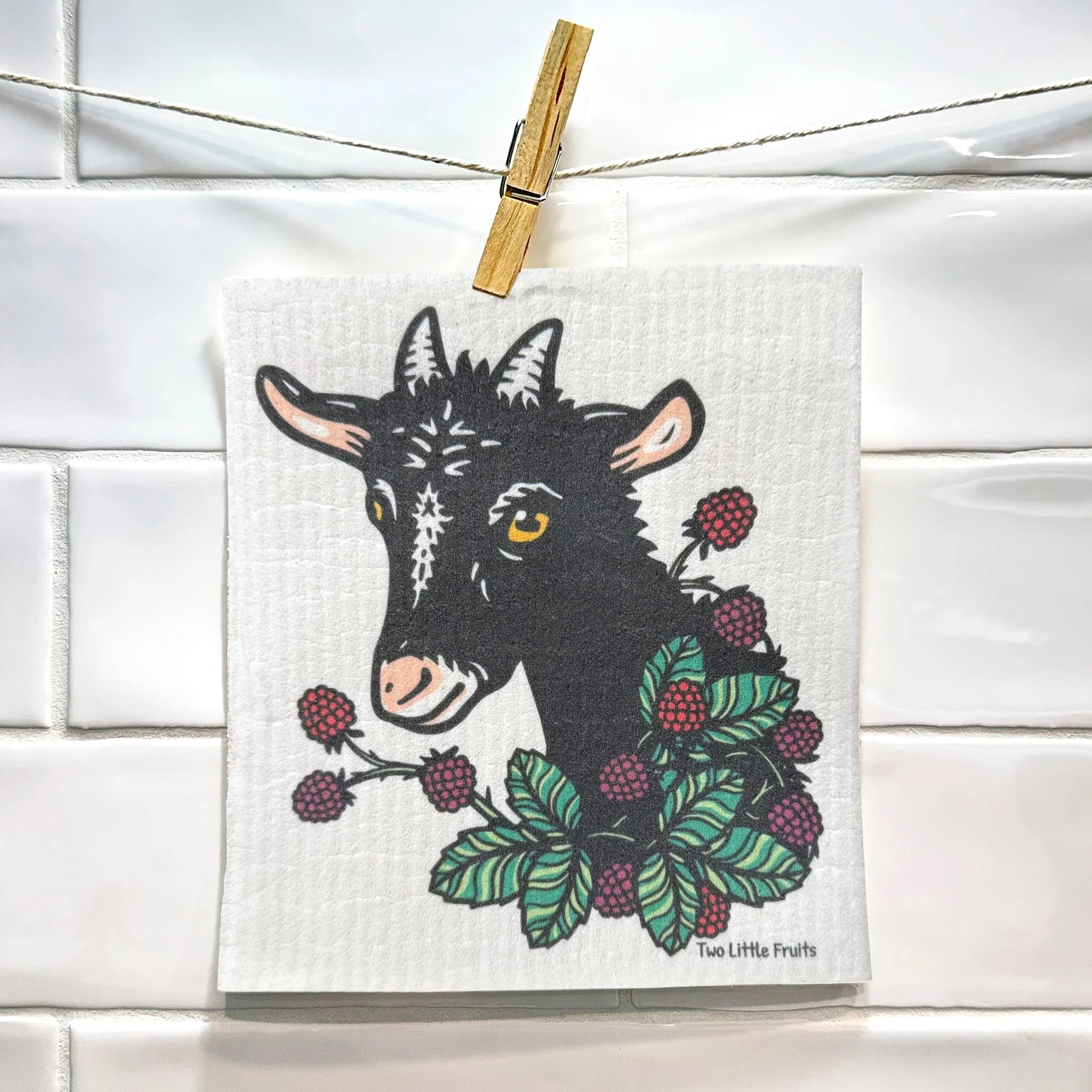 Farmhouse Swedish Dishcloth Set - 100Biodegradable, Cute Goat, Pig, Cow & Chicken Prints - Eco - Friendly Kitchen Essentials - Swedish Dish Cloth - Two Little Fruits - Two Little Fruits