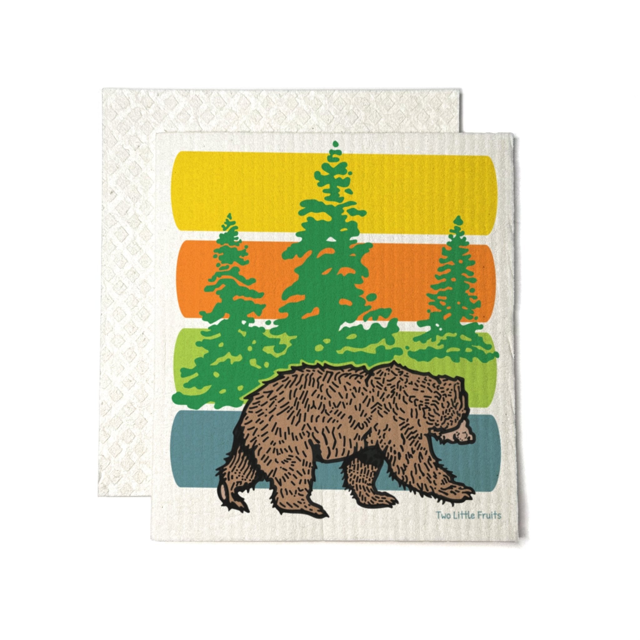 Forest Bear Compostable Cleaning Cloth - Eco - Friendly, Absorbent & Stylish - Swedish Dish Cloth - Two Little Fruits - Two Little Fruits