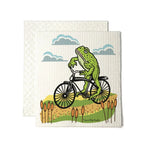 Frog on a Bike Swedish dishcloth