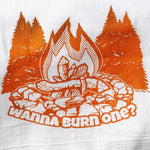 Camping Kitchen Decor Towel - Roaring Campfire Design 100% illustrated tea towel by Two Little Fruits