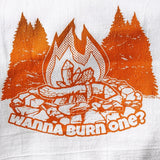 Camping Kitchen Decor Towel - Roaring Campfire Design 100% illustrated tea towel by Two Little Fruits