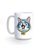 Funny Cat Coffee Mug - 15 Oz Hand - Illustrated Ceramic Mug with Large Comfortable Handle - Mug - Two Little Fruits - Two Little Fruits