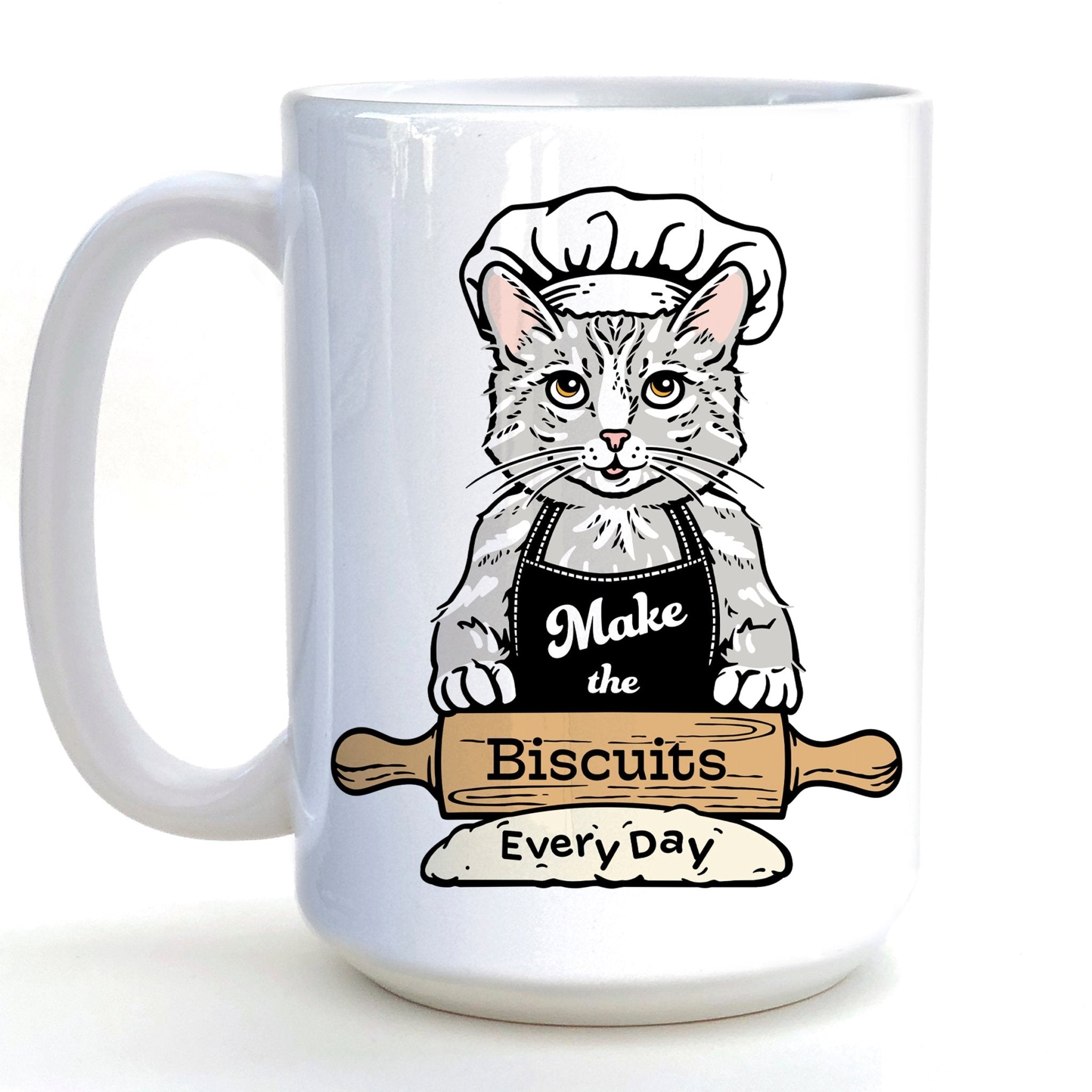 Funny Cat Coffee Mug: Hand - Illustrated 15 Oz Ceramic Mug - Mug - Two Little Fruits - Two Little Fruits