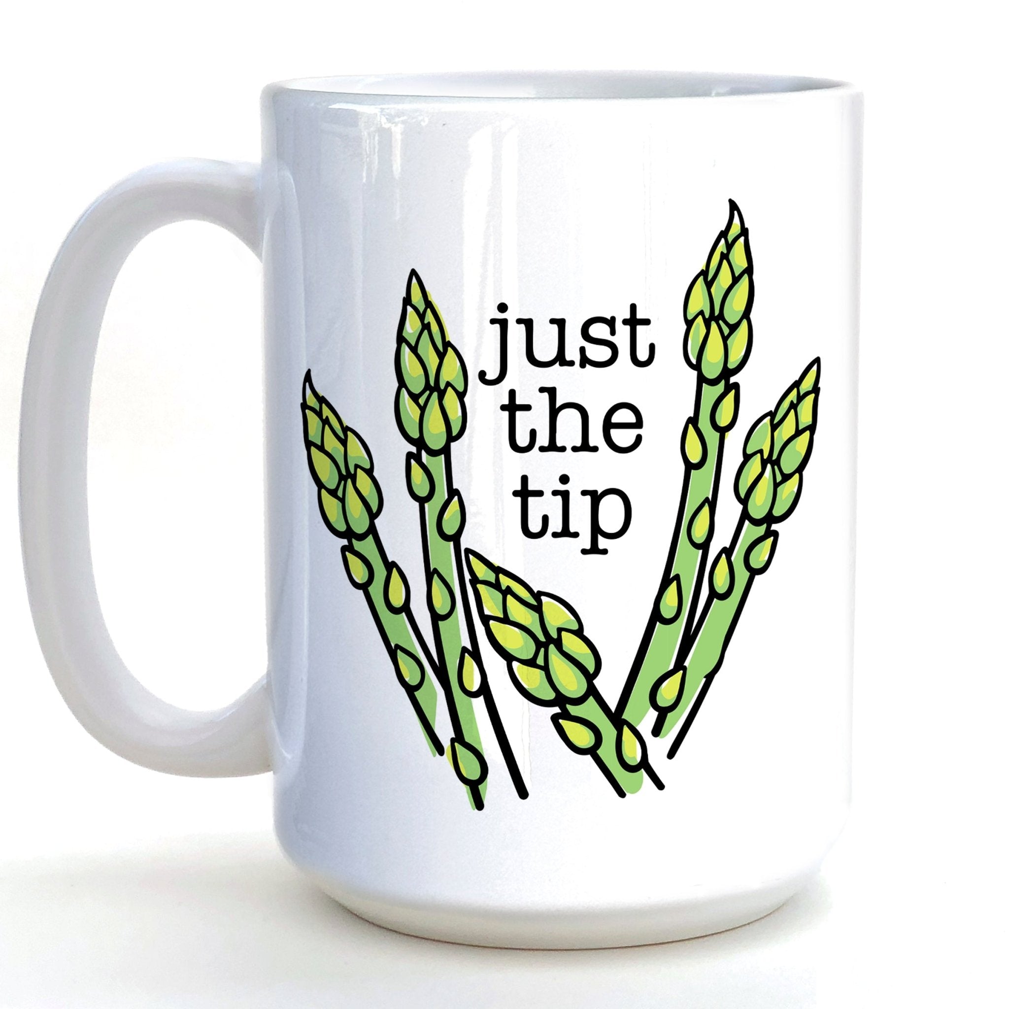 Funny Ceramic Mug - 15 Oz Hand - Illustrated Asparagus Design for Your Daily Dose of Charm - Mug - Two Little Fruits - Two Little Fruits