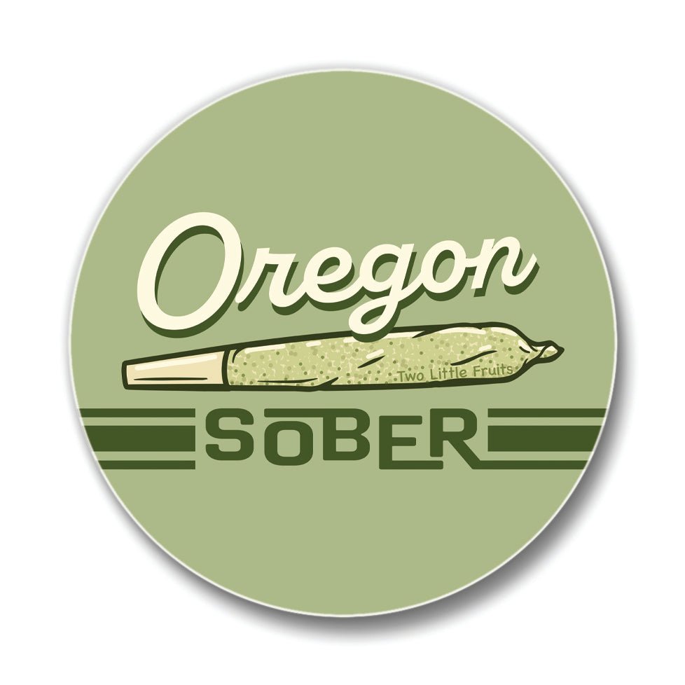 Funny Coffee Table Coasters - Colorful 4 - Inch Oregon Sober Cannabis Coaster with Cork Backing - Coasters - Two Little Fruits - Two Little Fruits