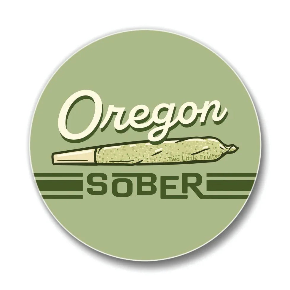 Funny Coffee Table Coasters - Colorful 4 - Inch Oregon Sober Cannabis Coaster with Cork Backing - Coasters - Two Little Fruits - Two Little Fruits