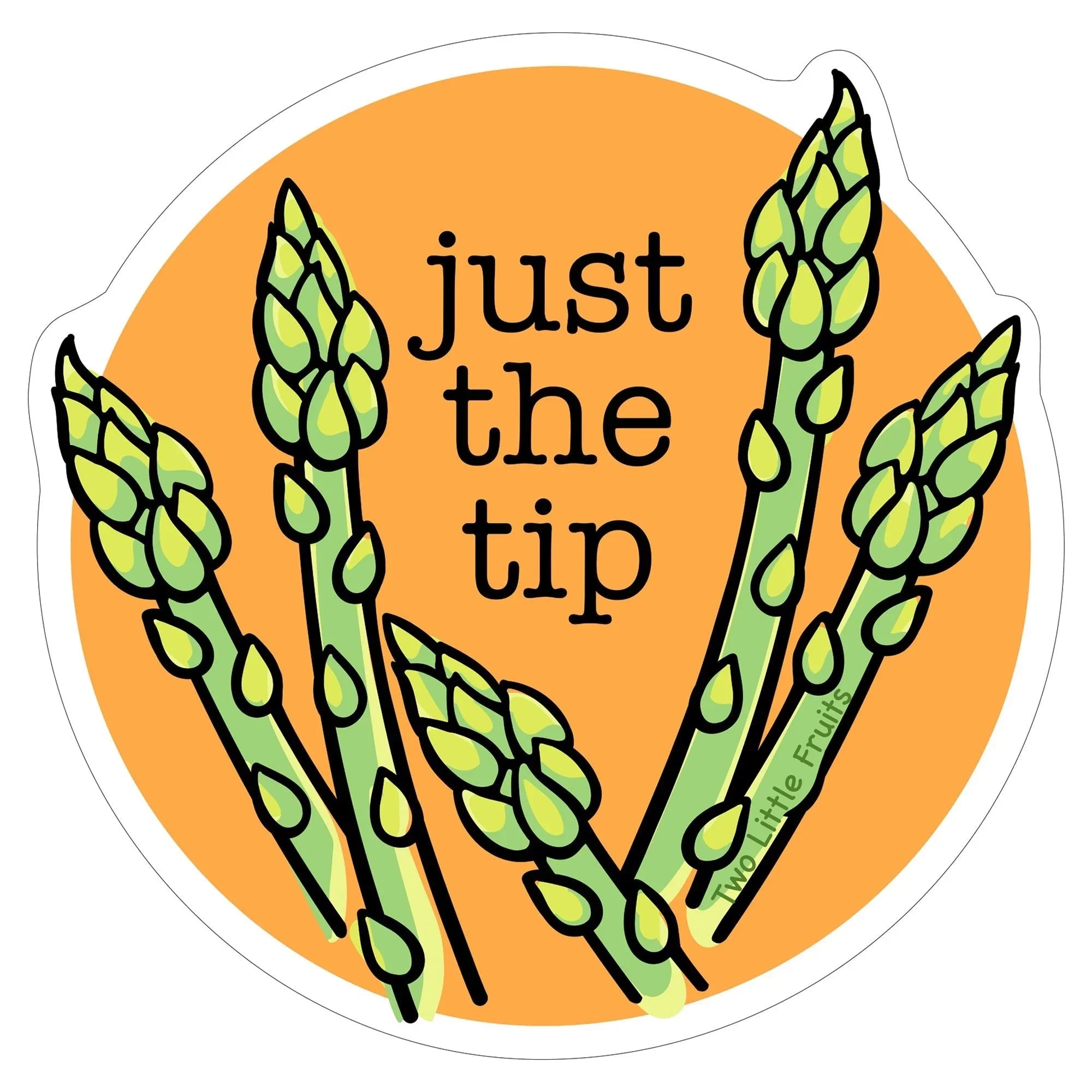 Green Asparagus illustrated vinyl sticker by Two Little Fruits