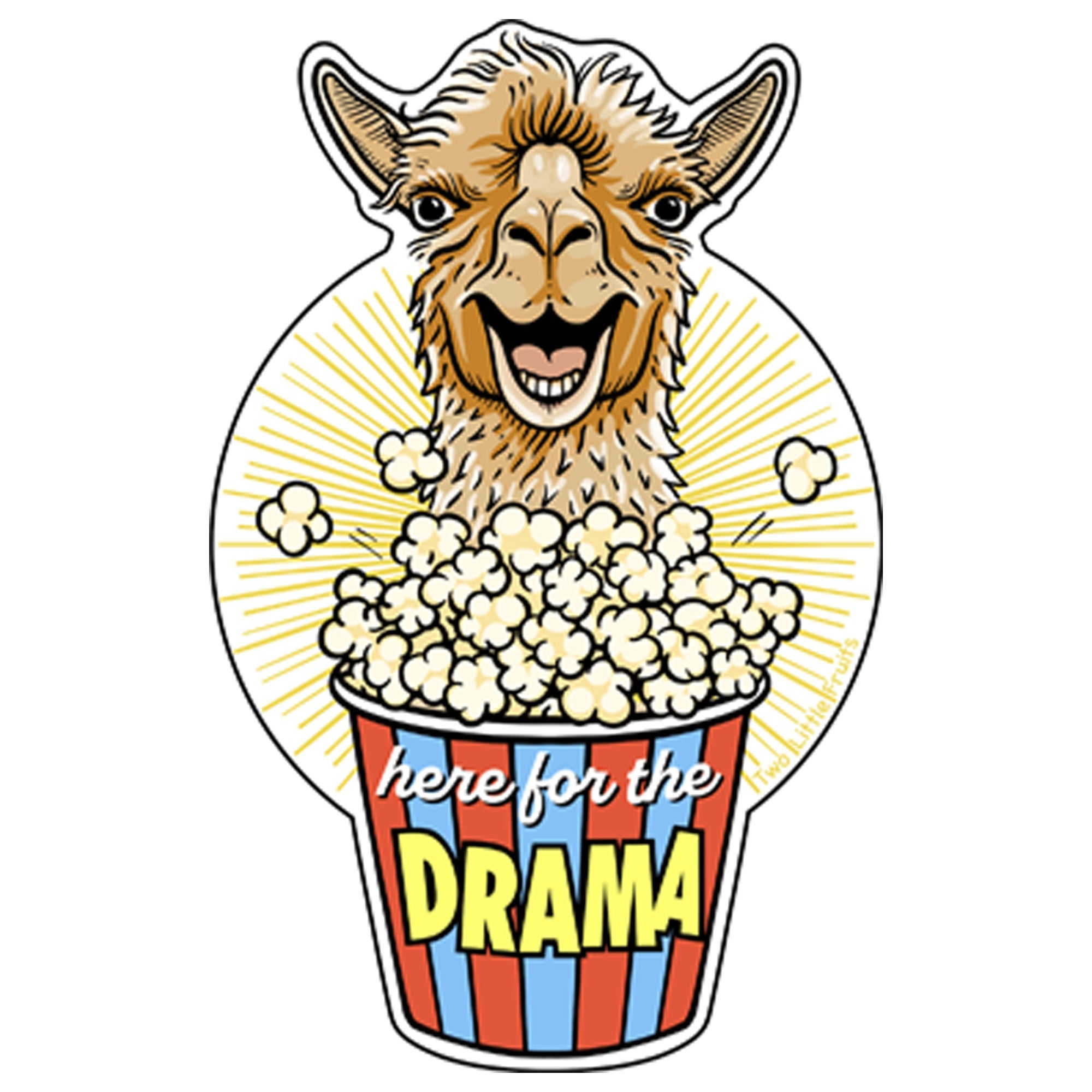 Funny Llama Sticker - 3" Waterproof Popcorn Vinyl Decal for Laptops, Water Bottles & More - Sticker - Two Little Fruits - Two Little Fruits