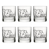 Funny Pig Glass - Unique Handcrafted Whiskey Glass with Original Illustration, 10 Fl Oz Capacity - Rocks Glass - Two Little Fruits - Two Little Fruits