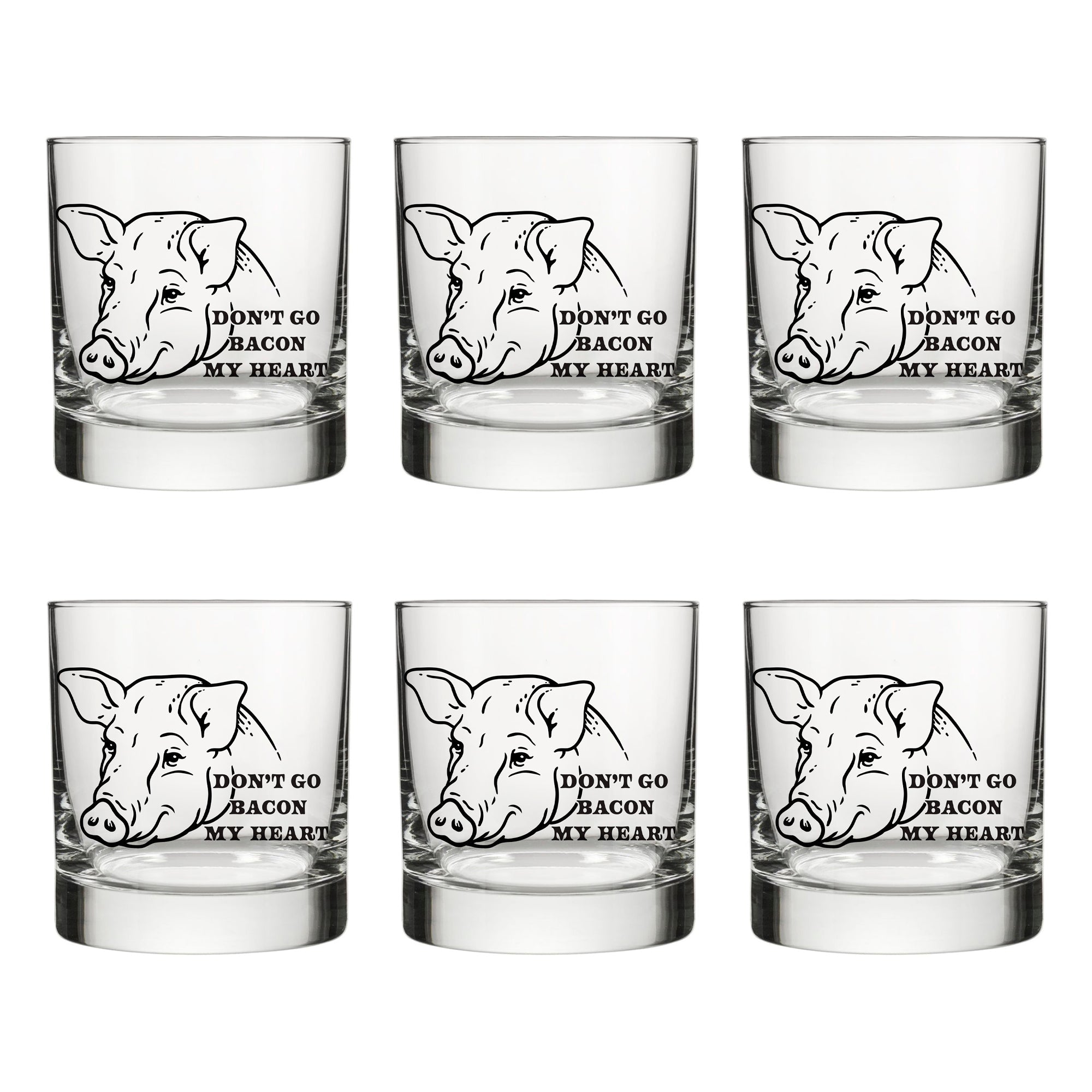 Funny Pig Glass - Unique Handcrafted Whiskey Glass with Original Illustration, 10 Fl Oz Capacity - Rocks Glass - Two Little Fruits - Two Little Fruits