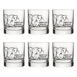Funny Pig Glass - Unique Handcrafted Whiskey Glass with Original Illustration, 10 Fl Oz Capacity - Rocks Glass - Two Little Fruits - Two Little Fruits