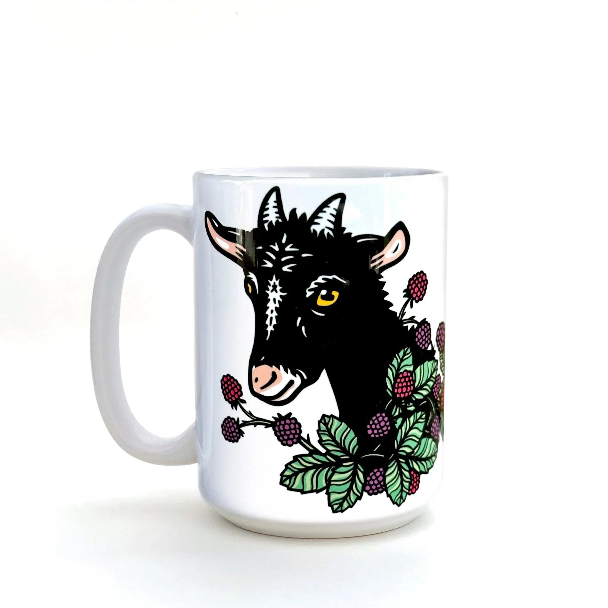 goat illustrated ceramic mug 15 oz by Two Little Fruits