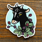 Goat Laptop illustrated vinyl sticker by Two Little Fruits