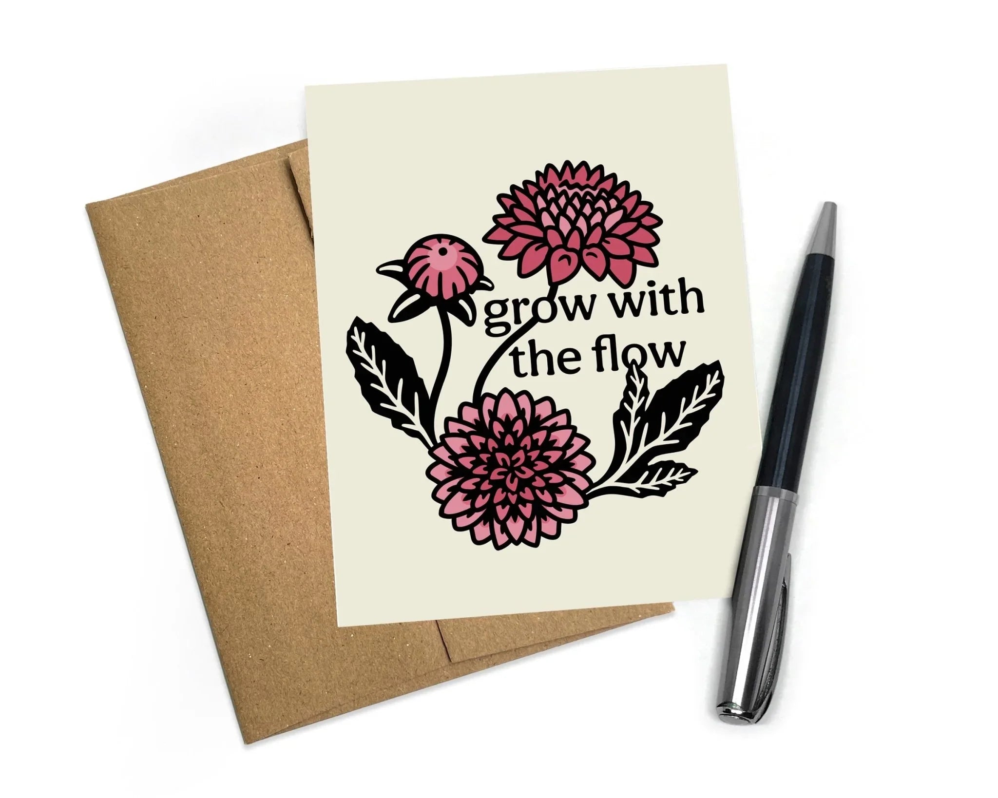 Grow With The Flow Dahlia Card illustrated greeting card by Two Little Fruits
