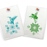 Hand Illustrated Tea Towels Set - Bees and Hummingbirds, 100% Cotton, Eco - Friendly, Unique Designs - Tea Towels - Two Little Fruits - Two Little Fruits