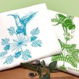 Hand Illustrated Tea Towels Set - Bees and Hummingbirds, 100% Cotton, Eco - Friendly, Unique Designs - Tea Towels - Two Little Fruits - Two Little Fruits