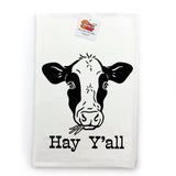 Hay Y’all Cotton Tea Towel - Cow Themed Kitchen Decor, Soft & Durable Farmhouse Style - Tea Towels - Two Little Fruits - Two Little Fruits