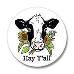 Hey Y'all Farmhouse Style Coasters - Playful 4" Ceramic Cow Drink Coaster Set - Coasters - Two Little Fruits - Two Little Fruits
