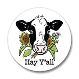 Hey Y'all Farmhouse Style Coasters - Playful 4" Ceramic Cow Drink Coaster Set - Coasters - Two Little Fruits - Two Little Fruits