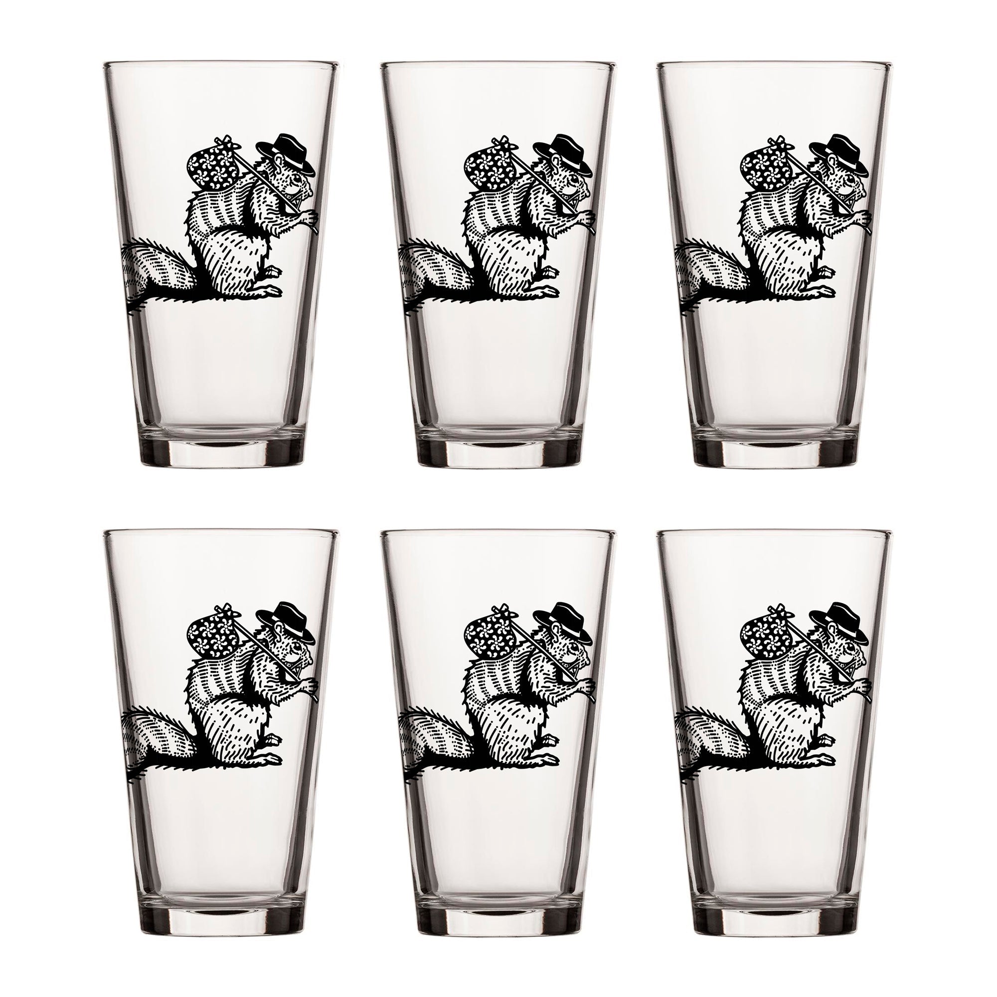 Hobo Squirrel Beer Pint Glass – Whimsical & Functional Drinkware 🍺🐿️ - Pint Glass - Two Little Fruits - Two Little Fruits