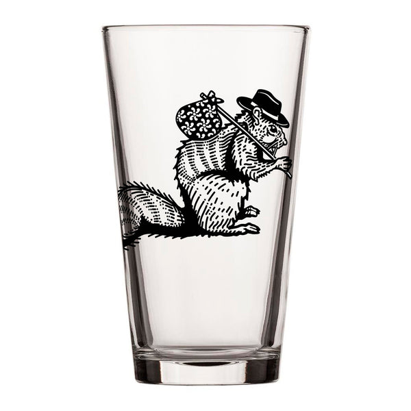 Hobo Squirrel Beer Pint Glass – Whimsical & Functional Drinkware 🍺🐿️ - Pint Glass - Two Little Fruits - Two Little Fruits