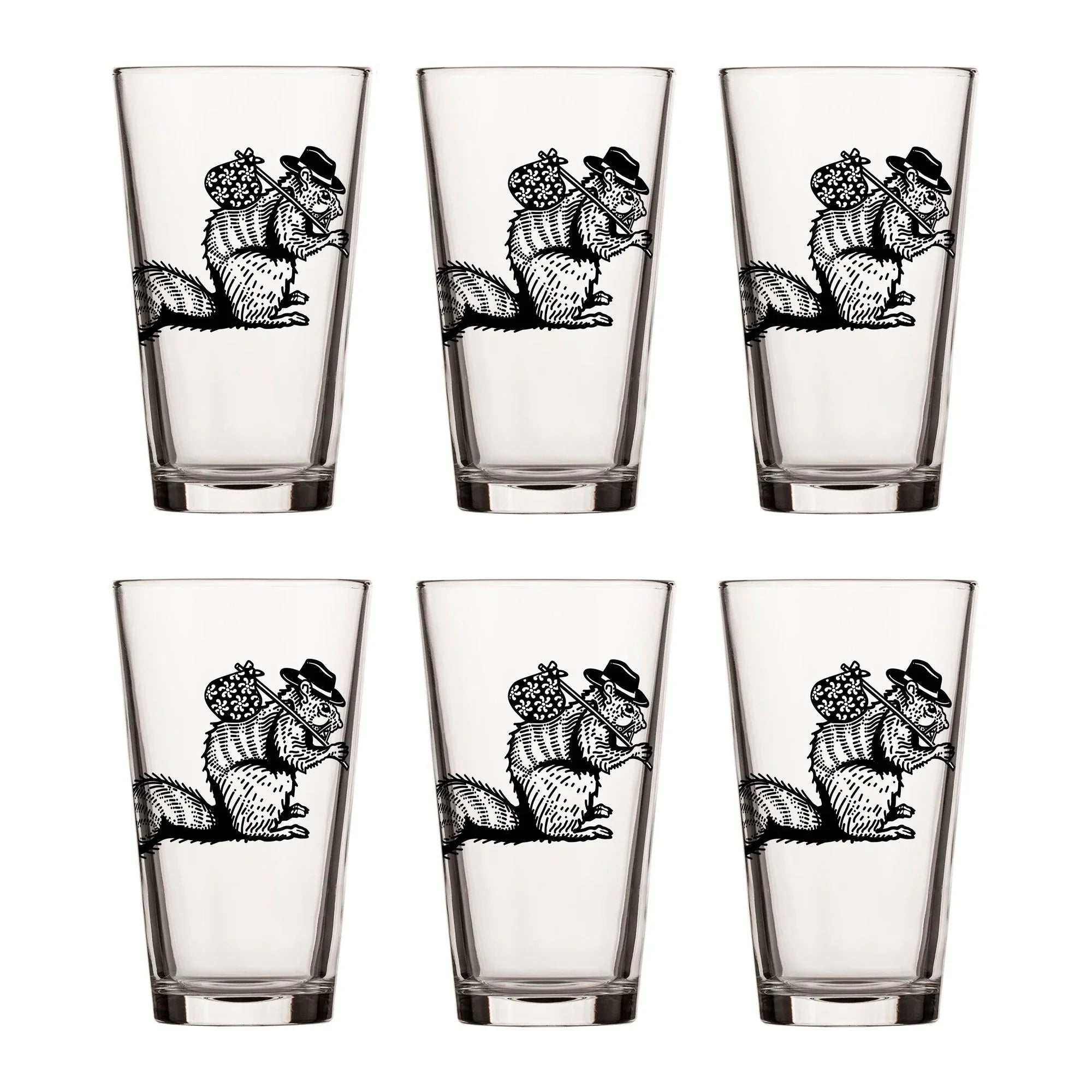 Hobo Squirrel Beer Pint Glass – Whimsical & Functional Drinkware 🍺🐿️ - Pint Glass - Two Little Fruits - Two Little Fruits