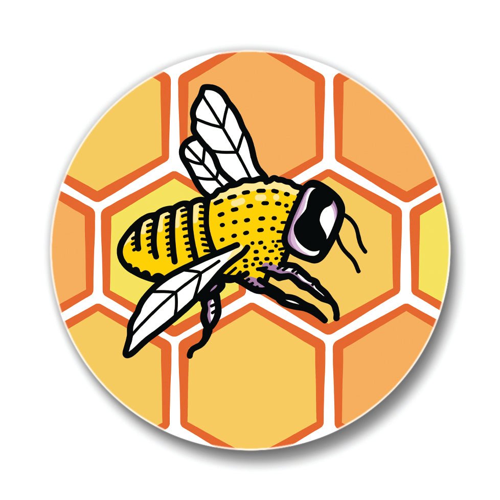 Honeybee Coasters - 4" Ceramic Drink Coaster with Cork Backing - Coasters - Two Little Fruits - Two Little Fruits