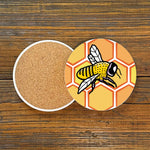 Honeybee Coasters - 4" Ceramic Drink Coaster with Cork Backing - Coasters - Two Little Fruits - Two Little Fruits