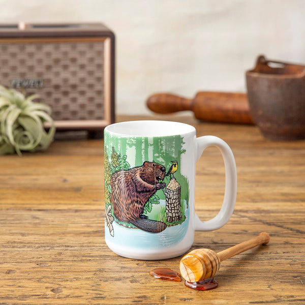 Enjoy your favorite beverages in the Adorable Beaver Coffee Mug - 15 Oz Heavy-Duty Ceramic, perfect for both coffee and tea.