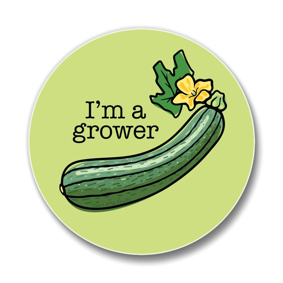 I'm A Grower Zucchini Drink Coaster – Colorful 4" Ceramic Coaster with Cork Backing - Coasters - Two Little Fruits - Two Little Fruits